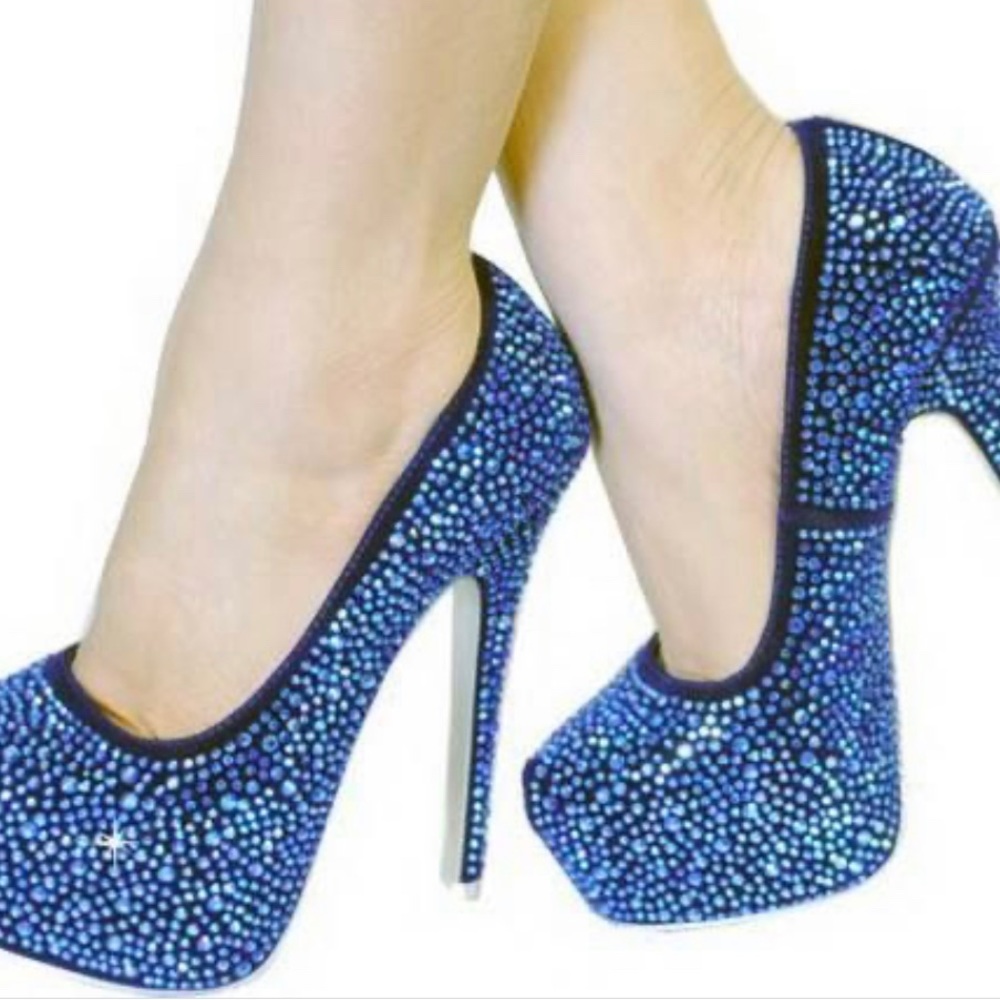 Mascotte Linda Blue Rhinestone 6 inches Pumps